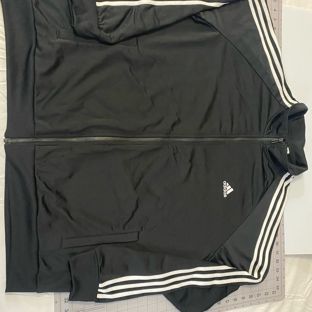 Adidas track jacket.  2xl black with white stripes